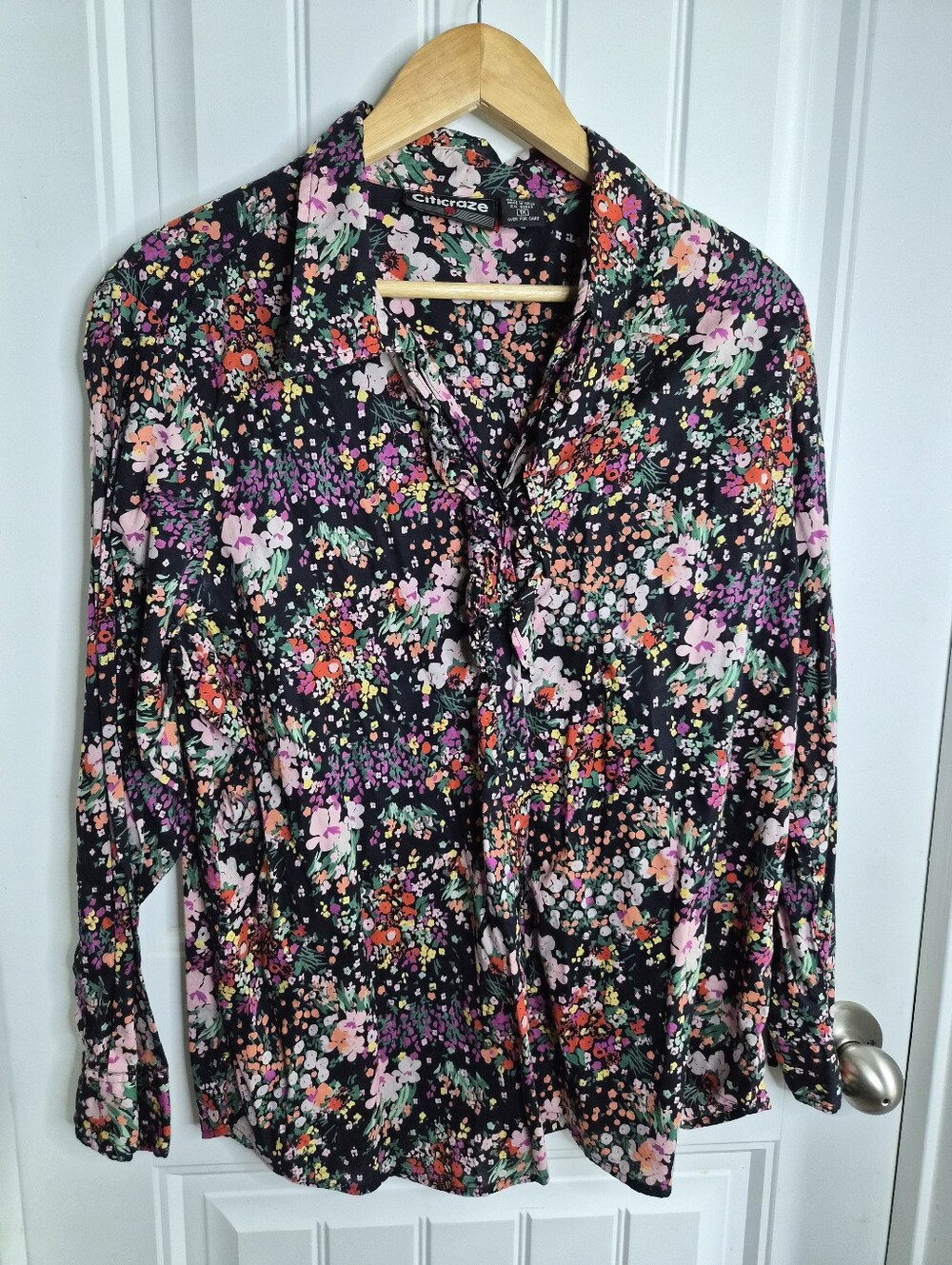 1X Plus Citicraze Floral Blouse Peasant Boho Retro Casual Summer Cotton Festival
